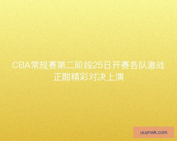 CBA常规赛第二阶段25日开赛各队激战正酣精彩对决上演